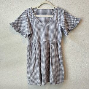 Madewell light blue gingham babydoll dress